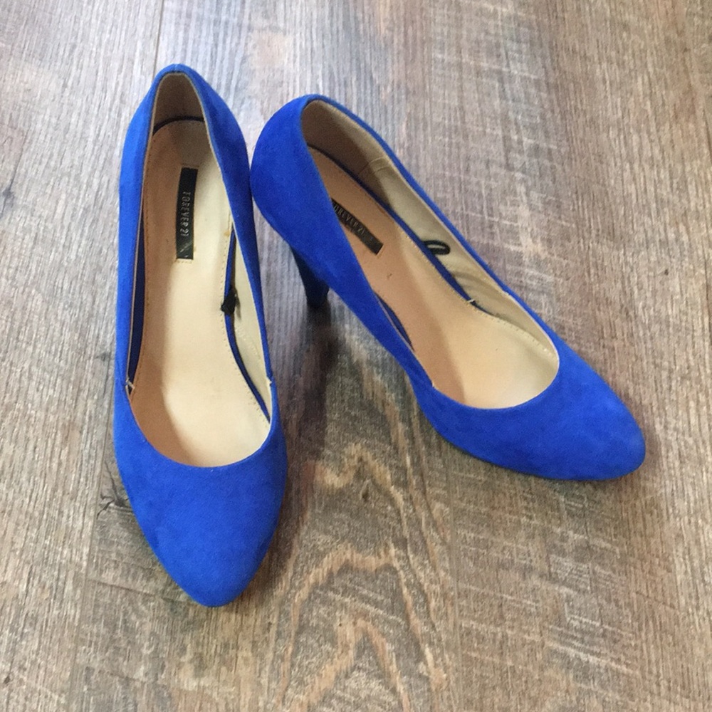 Forever 21 blue suede heels